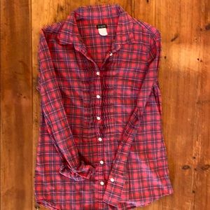 Button down ruffle front shirt